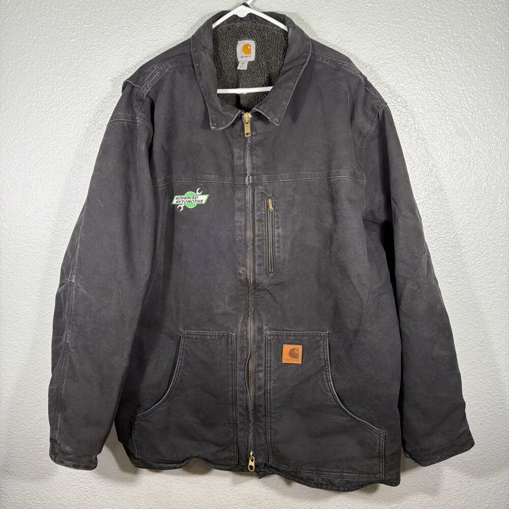 Carhartt Jacket Mens 3XL Black Canvas Sherpa Line Full Zip C61 BLK Advance Auto
